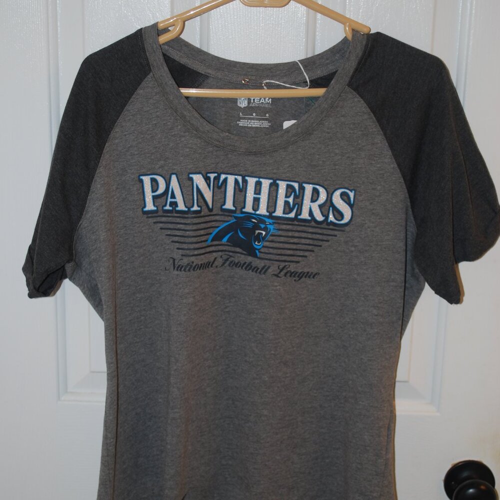 Carolina Panthers NFL Team Apparel Women's Cotton Blend Gray Shirt Large NEW NWT